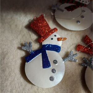 CLEARANCE SALE Vintage Tin Unique Group of Snowmen Ornaments 6 Included